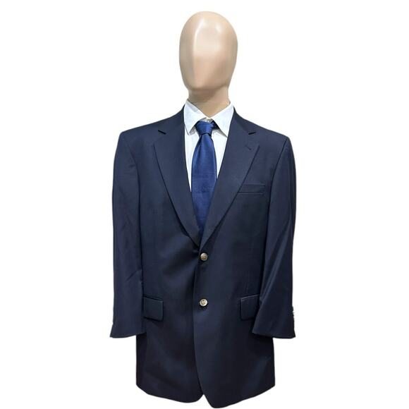 Jos A Bank Navy Blue Copper Buttons Size 40R Men's 100% Wool Blazer Jacket EUC - Picture 1 of 8